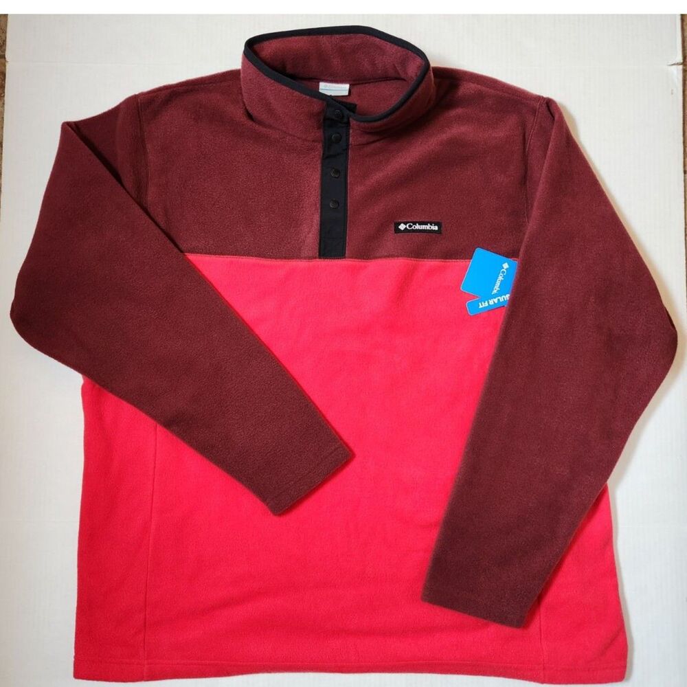 Columbia Steens Mountain Half Snap II Fleece Men’s 2X Maroon + Red